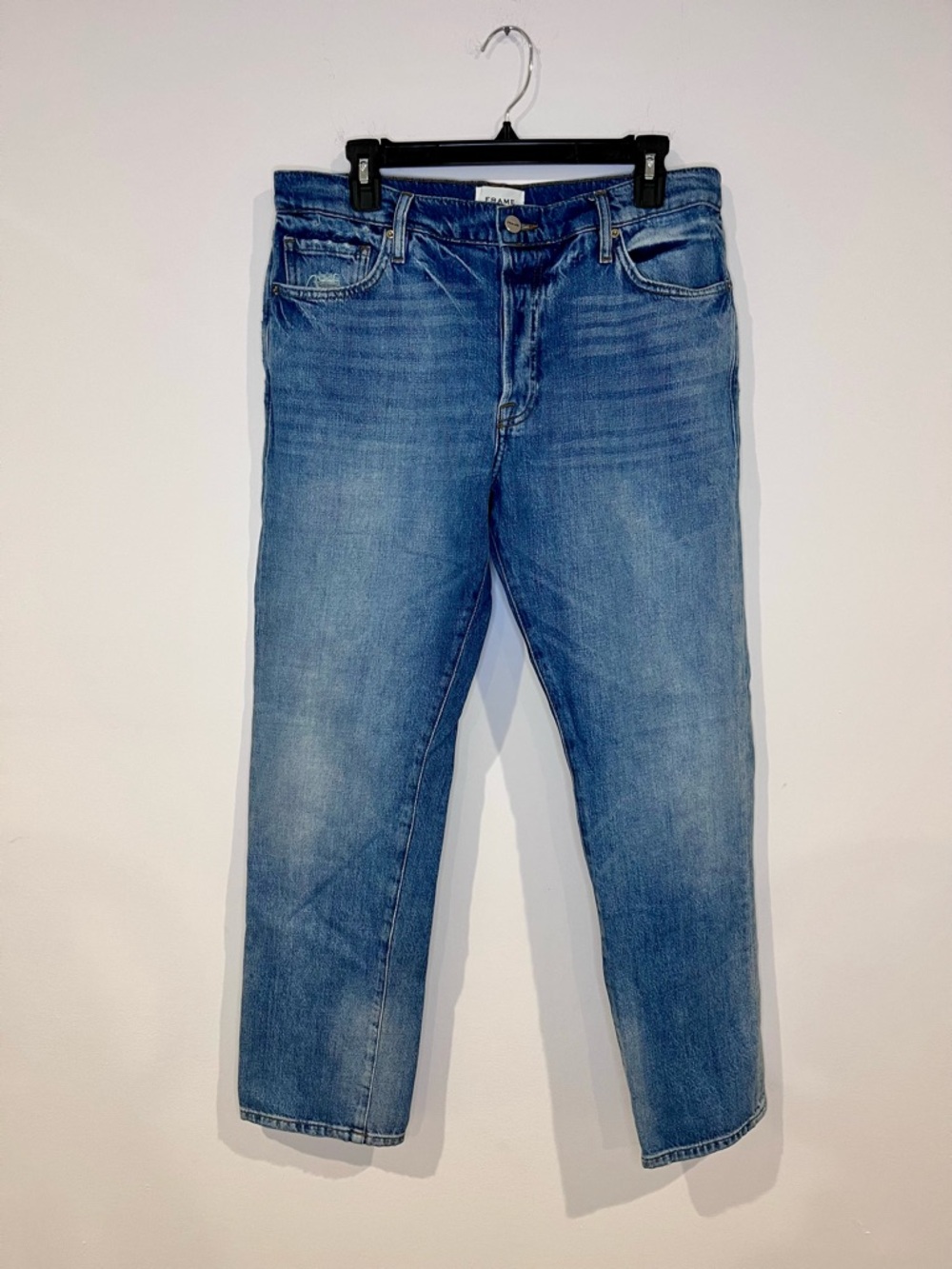 FRAME Le Slouch Medium Wash Relaxed Straight Jeans Size 28, 30” Inseam